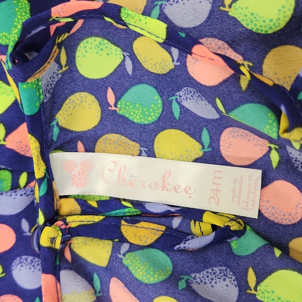 Cherokee Neon Pear Print Dress 24 Months - Picture 3 of 4